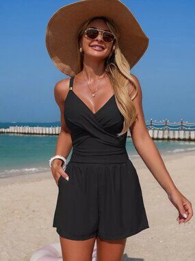 V-Neck Spaghetti Strap One-Piece Swimsuit